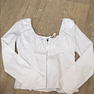 Zara White Ruched Blouse